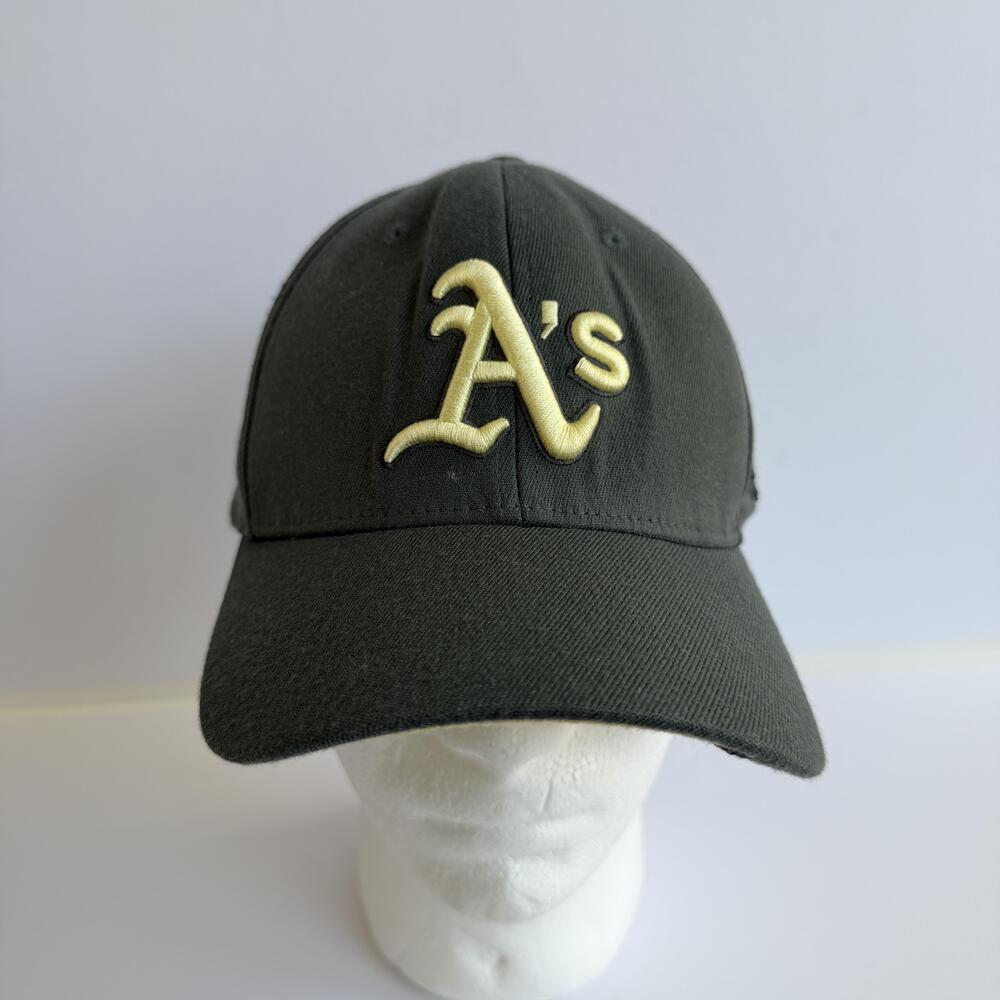 Oakland Athletics Script Brim Hat Cap Green Strapback Mens One Size MLB Baseball